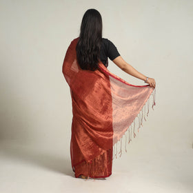 Maroon Bengal Fine Tissue Zari Saree Online at iTokri.com