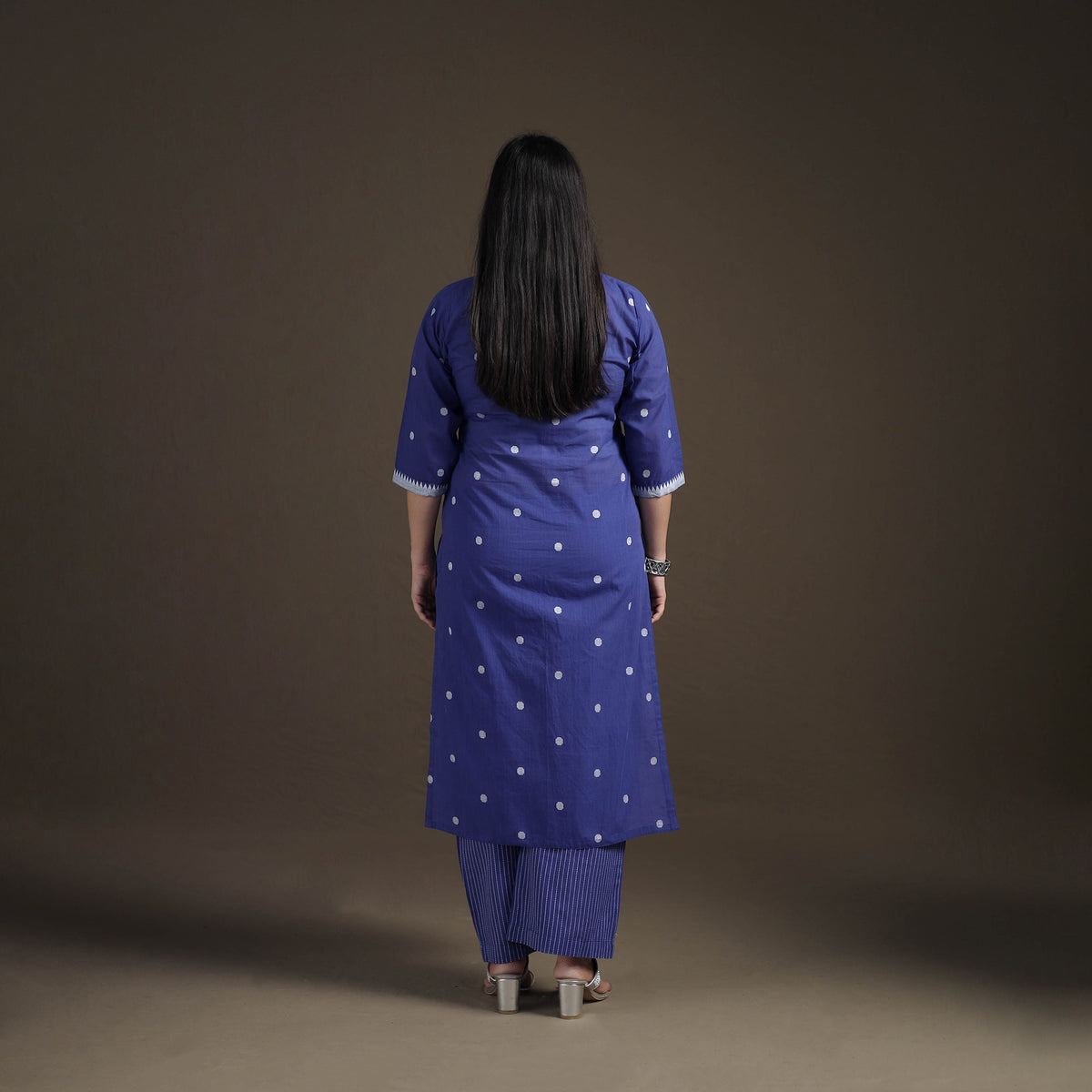 Jacquard Woven Cotton Straight Kurta with Palazzo & Dupatta Suit Set for Women 12