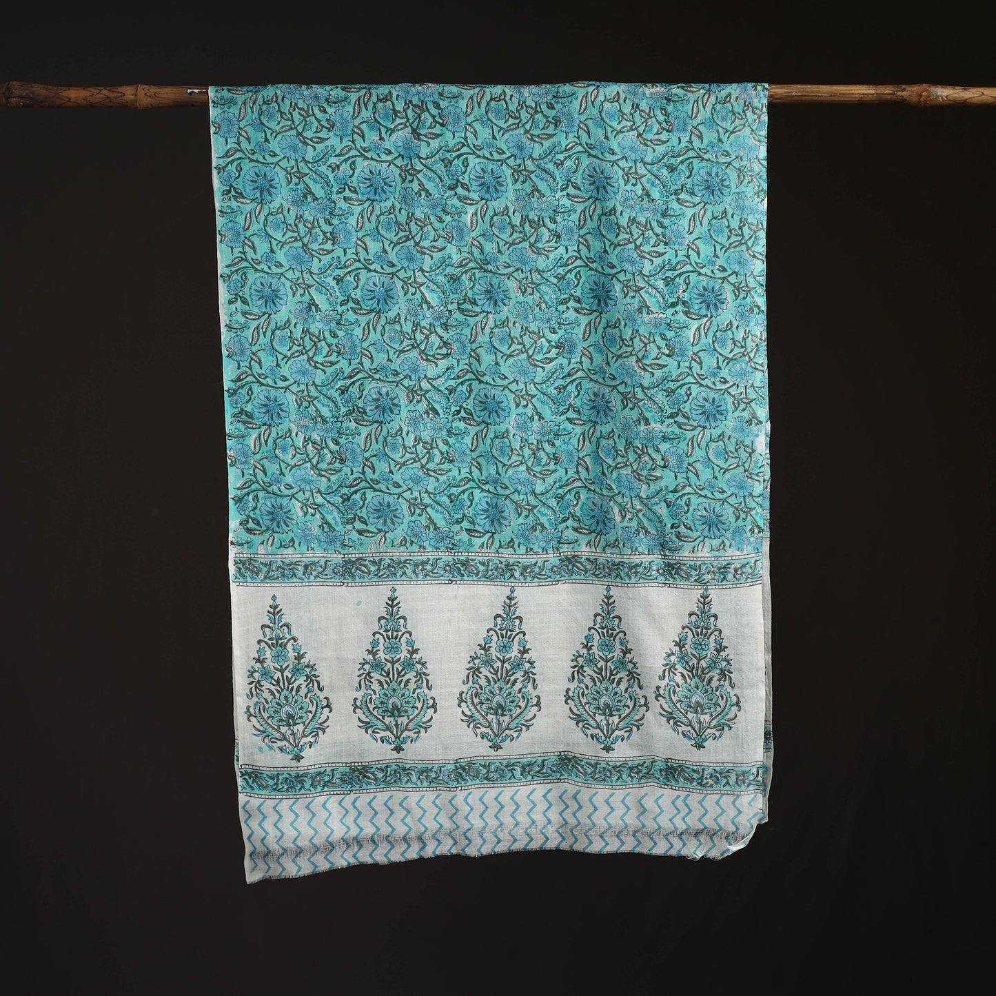 Sanganeri Hand Block Print Pure Merino Wool Stole 32