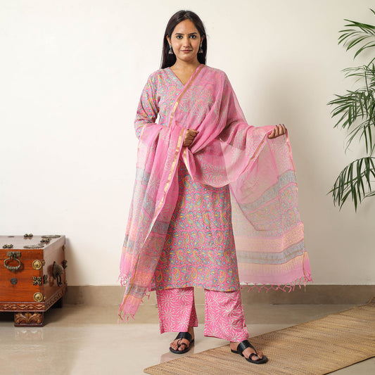 Sanganeri Kurta with Palazzo & Dupatta Set