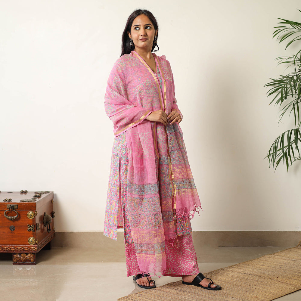 Sanganeri Kurta with Palazzo & Dupatta Set