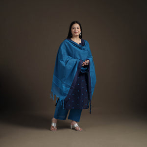 Jacquard Woven Cotton Straight Kurta with Palazzo & Dupatta Suit Set for Women 08