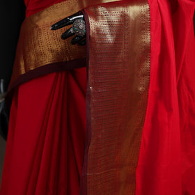 Red - Chettinad Woven Cotton Saree with Border 18