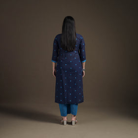 Jacquard Woven Cotton Straight Kurta with Palazzo & Dupatta Suit Set for Women 08