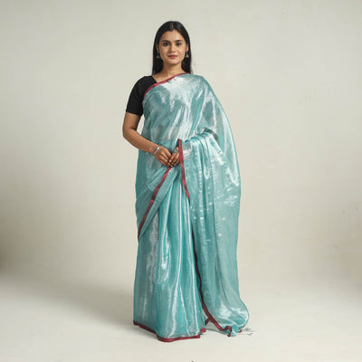 Blue - Bengal Fine Tissue Zari Saree 14