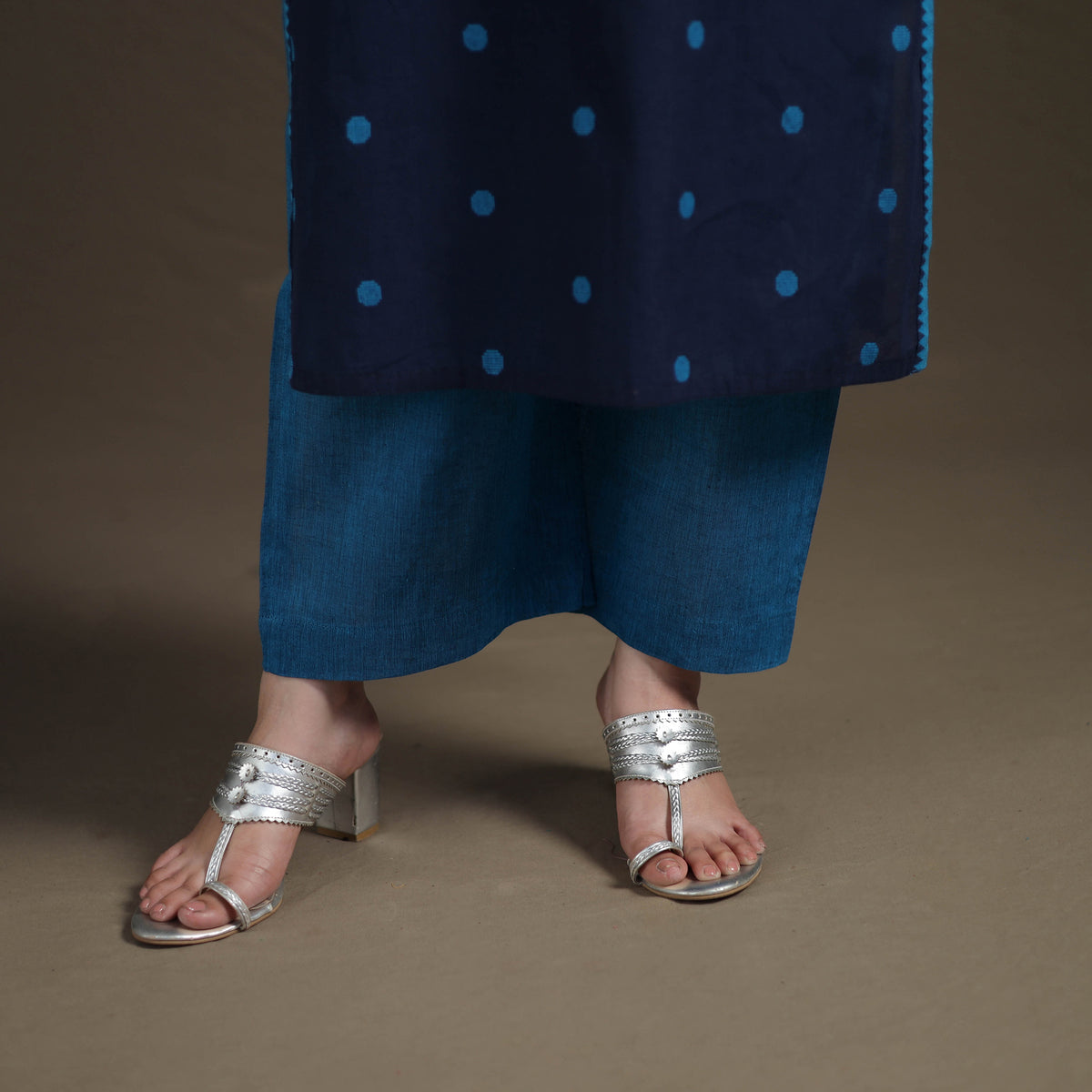 Jacquard Woven Cotton Straight Kurta with Palazzo & Dupatta Suit Set for Women 08