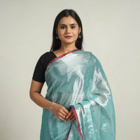 Blue - Bengal Fine Tissue Zari Saree 14