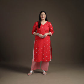 Jacquard Woven Cotton Straight Kurta with Palazzo & Dupatta Suit Set for Women 04