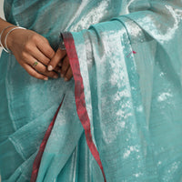 Blue - Bengal Fine Tissue Zari Saree 14