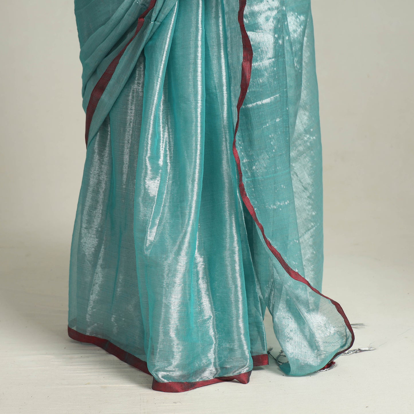 Blue - Bengal Fine Tissue Zari Saree 14