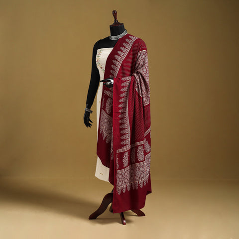 Maroon - kutch printed rayon dupatta 28 - handcrafted