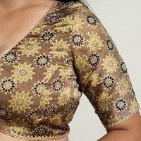 Brown - Modal Silk Block Print Stitched Ajrakh Blouse 12