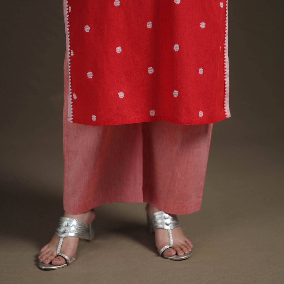 Jacquard Woven Cotton Straight Kurta with Palazzo & Dupatta Suit Set for Women 04