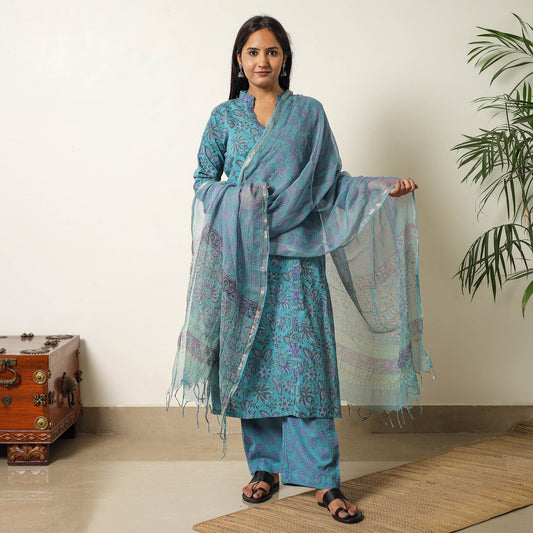 Sanganeri Kurta with Palazzo & Dupatta Set