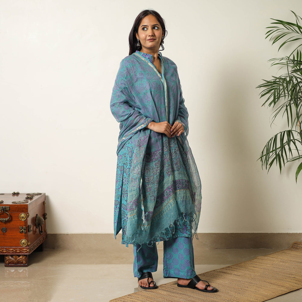 Sanganeri Kurta with Palazzo & Dupatta Set