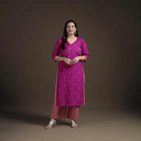 Jacquard Woven Cotton Straight Kurta with Palazzo & Dupatta Suit Set for Women 01