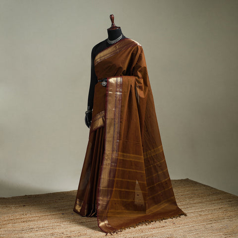 Brown - Kanchipuram Buti Cotton Saree with Border 56