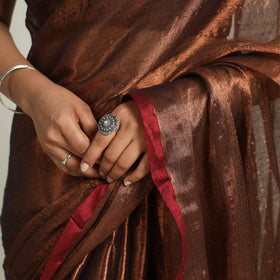 Buy Brown Bengal Fine Tissue Zari Saree Online at iTokri.com