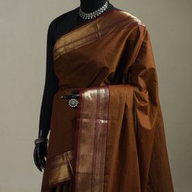 Brown - Kanchipuram Buti Cotton Saree with Border 56