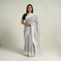 Grey - Banarasi Silk Cotton Cutwork Buti Saree 53