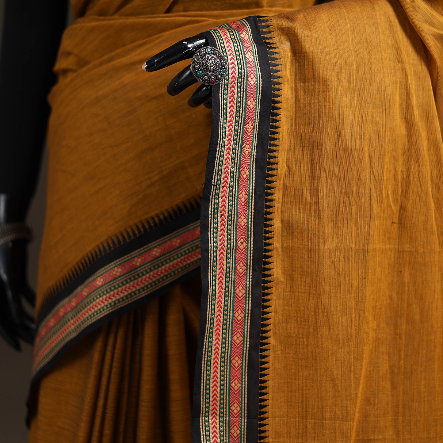 Yellow - Chettinad Woven Cotton Saree with Border 20