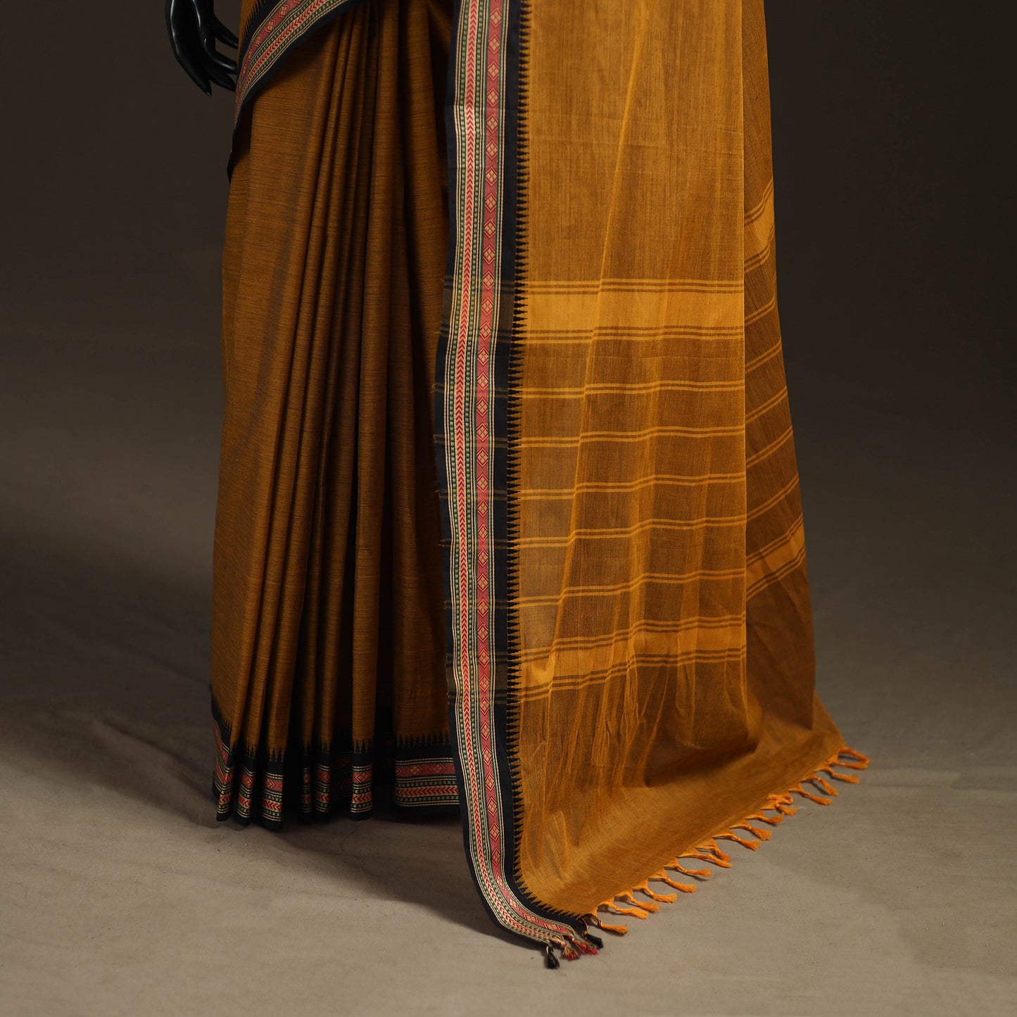 Yellow - Chettinad Woven Cotton Saree with Border 20