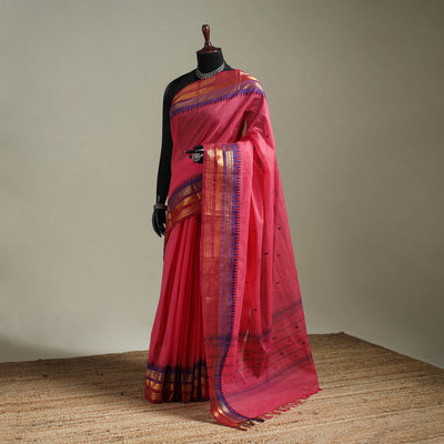 Pink - Kanchipuram Buti Cotton Saree with Border 58