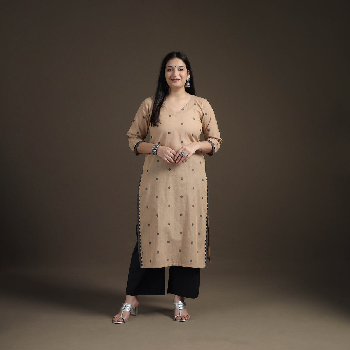 Jacquard Woven Cotton Straight Kurta with Palazzo & Dupatta Suit Set for Women 03