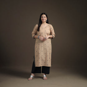 Jacquard Woven Cotton Straight Kurta with Palazzo & Dupatta Suit Set for Women 03