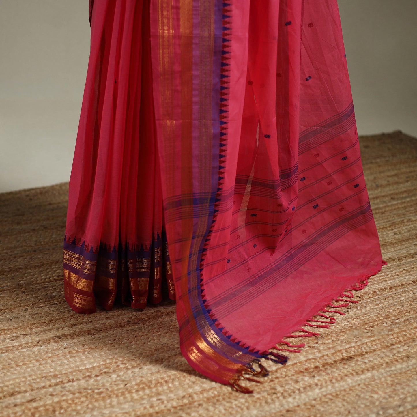 Pink - Kanchipuram Buti Cotton Saree with Border 58