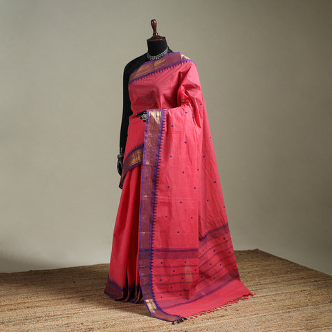 Pink - Kanchipuram Buti Cotton Saree with Border 59