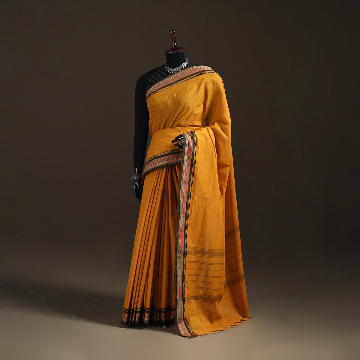 Orange - Chettinad Woven Cotton Saree with Border 22