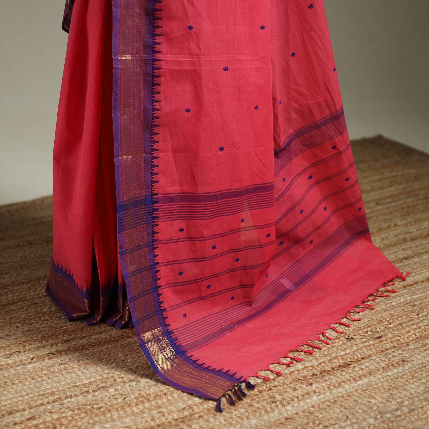 Pink - Kanchipuram Buti Cotton Saree with Border 59