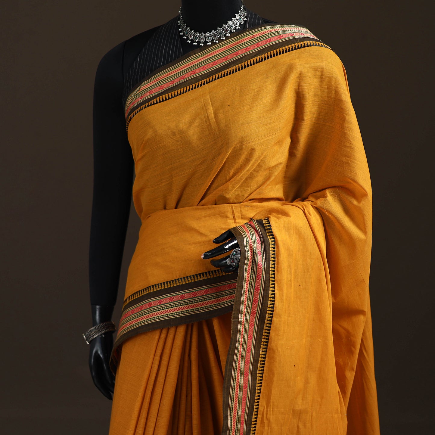 Orange - Chettinad Woven Cotton Saree with Border 22