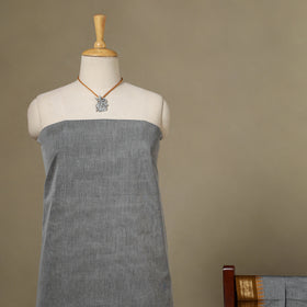 Grey 2pc Kandangi Chettinad Dress Material with Jewellery Set