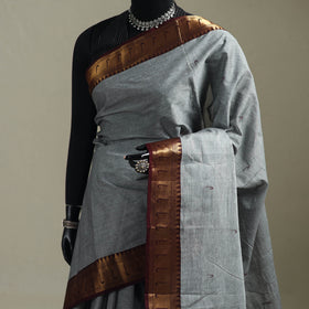 Grey - Kanchipuram Buti Cotton Saree with Border 60