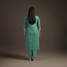 Jacquard Woven Cotton Straight Kurta with Palazzo & Dupatta Suit Set for Women 05