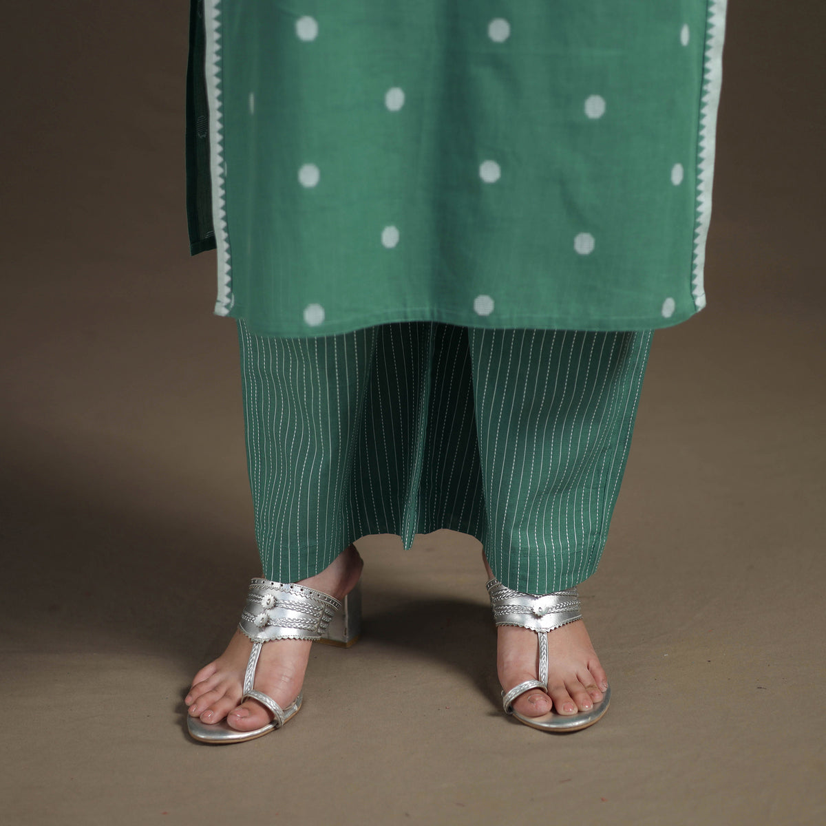 Jacquard Woven Cotton Straight Kurta with Palazzo & Dupatta Suit Set for Women 05