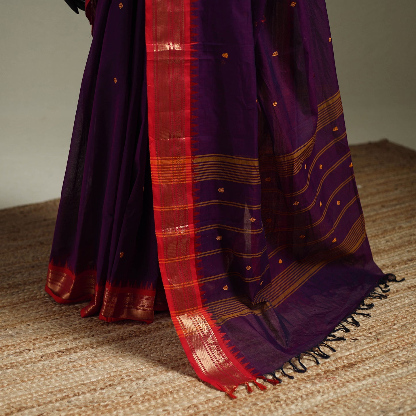 Purple - Kanchipuram Buti Cotton Saree with Border 61