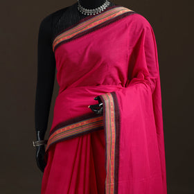 Pink - Chettinad Woven Cotton Saree with Border 24