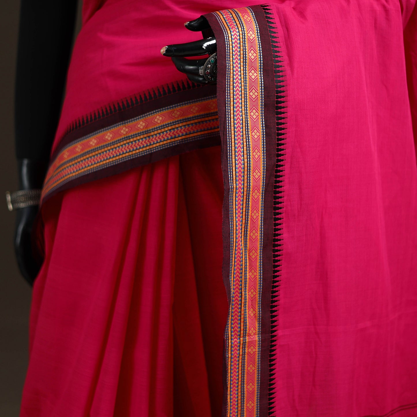 Pink - Chettinad Woven Cotton Saree with Border 24