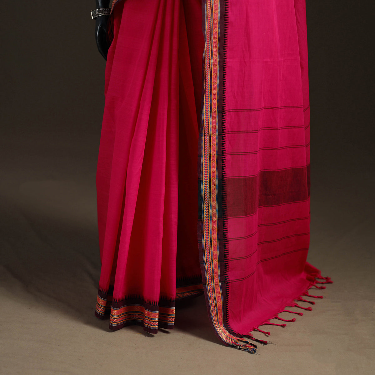 Pink - Chettinad Woven Cotton Saree with Border 24