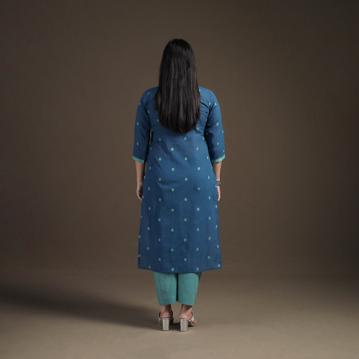 Jacquard Woven Cotton Straight Kurta with Palazzo & Dupatta Suit Set for Women 06