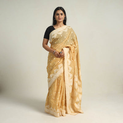 Brown - Banarasi Silk Cotton Cutwork Buti Saree 54