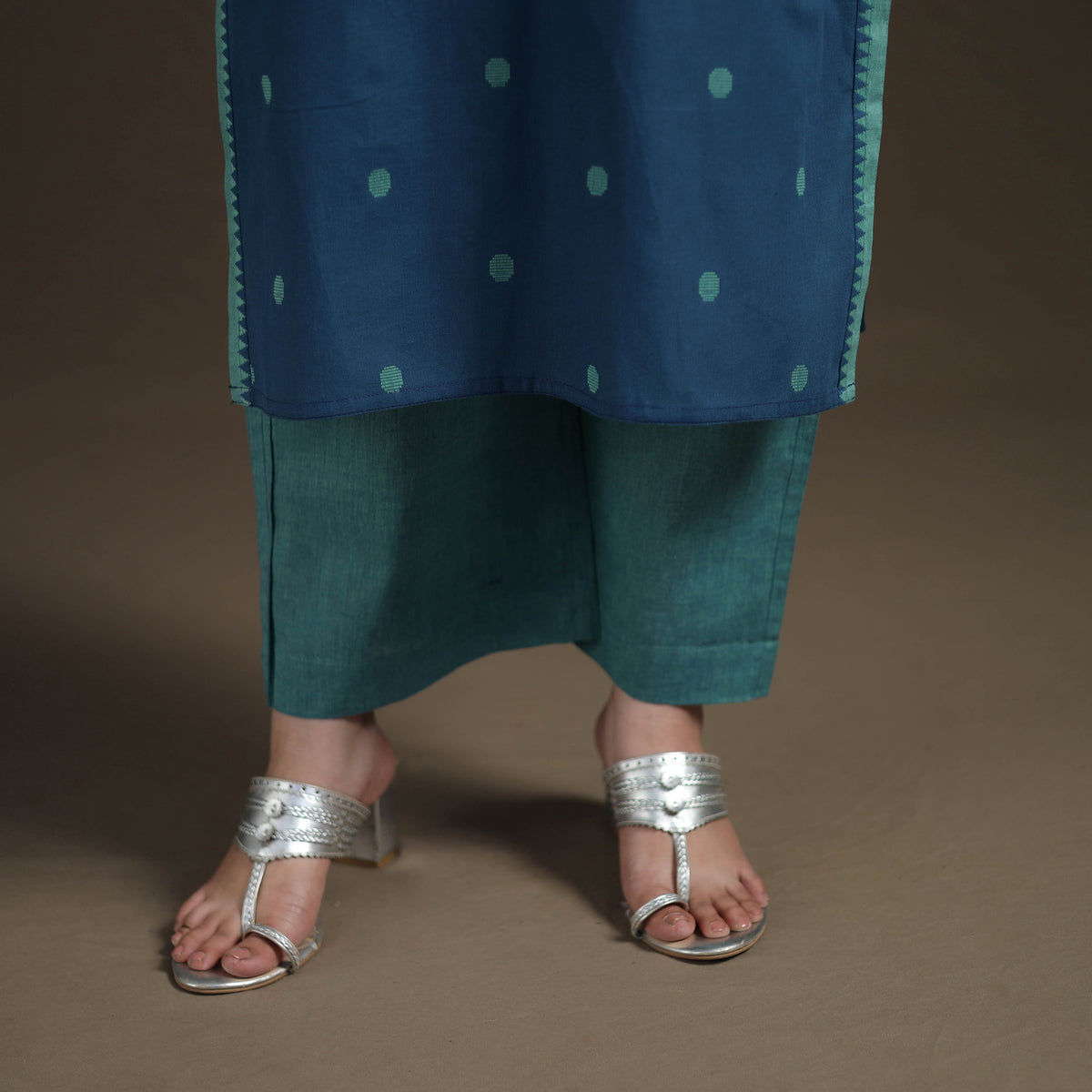 Jacquard Woven Cotton Straight Kurta with Palazzo & Dupatta Suit Set for Women 06