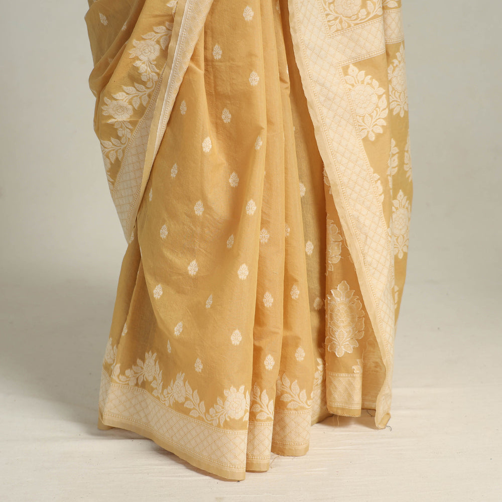 Brown - Banarasi Silk Cotton Cutwork Buti Saree 54