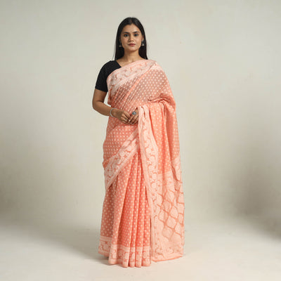 Peach -Banarasi Silk Cotton Cutwork Buti Saree 56