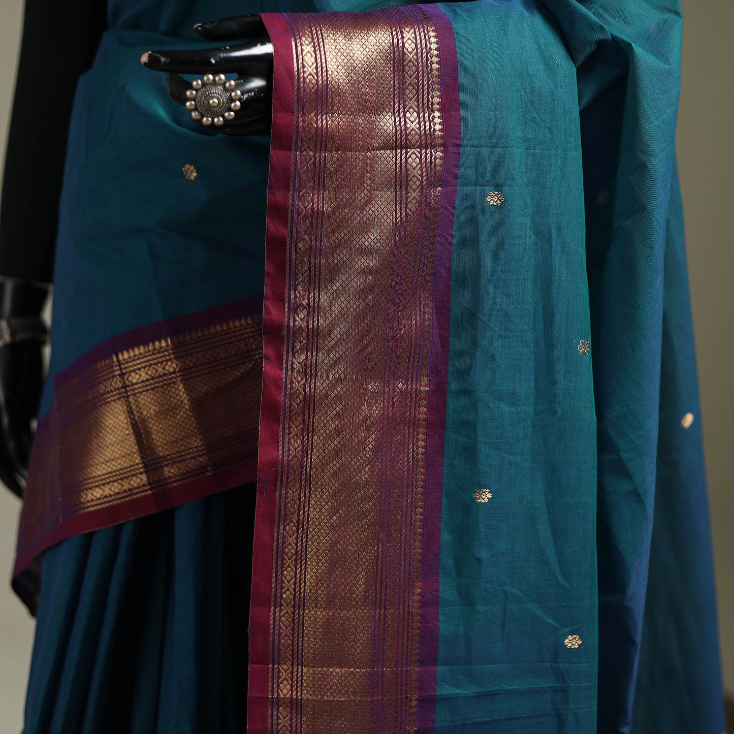 Green - Kanchipuram Buti Cotton Saree with Border 64