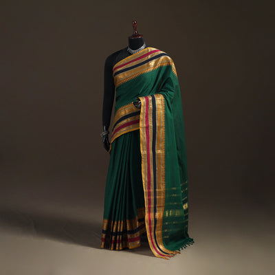 Green - Chettinad Woven Cotton Saree with Border 27