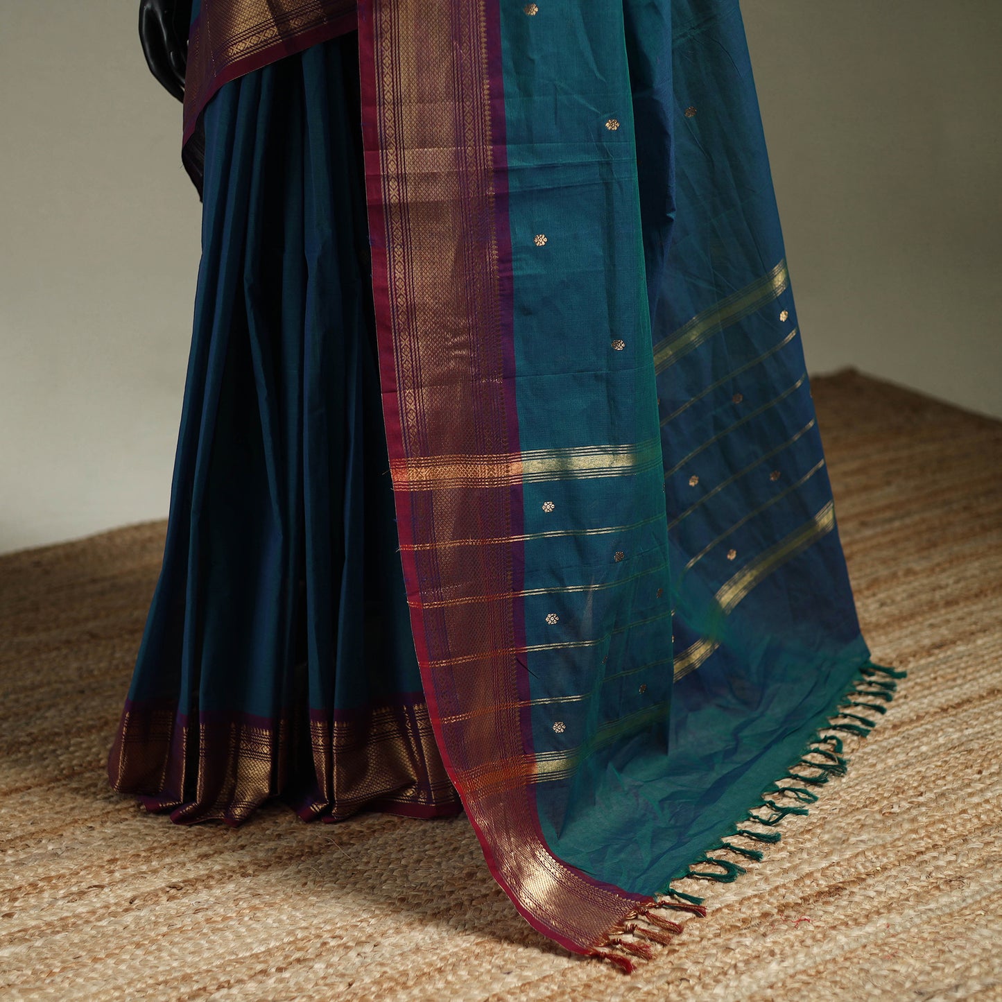 Green - Kanchipuram Buti Cotton Saree with Border 64